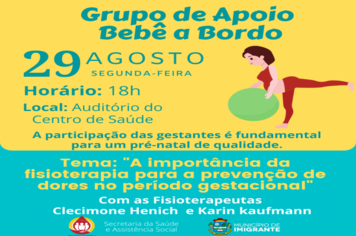 Grupo Bebê a Bordo terá encontro no dia 29