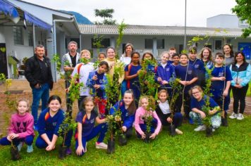 Agricultura entrega mudas a alunos da Emef Arco-Íris