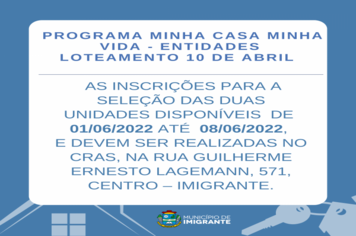 Acomba abre inscrição para seleção de novos beneficiados do Programa Minha Casa Minha Vida – Entidades