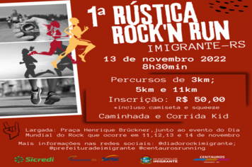 Abertas inscrições para 1ª Rústica Rock’n Run de Imigrante