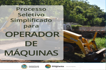 Inscrições para seleção de operador de máquias seguem até dia 17 de maio
