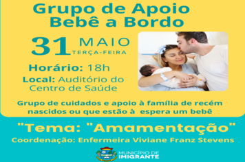 Grupo de Apoio Bebê a Bordo será no dia 31
