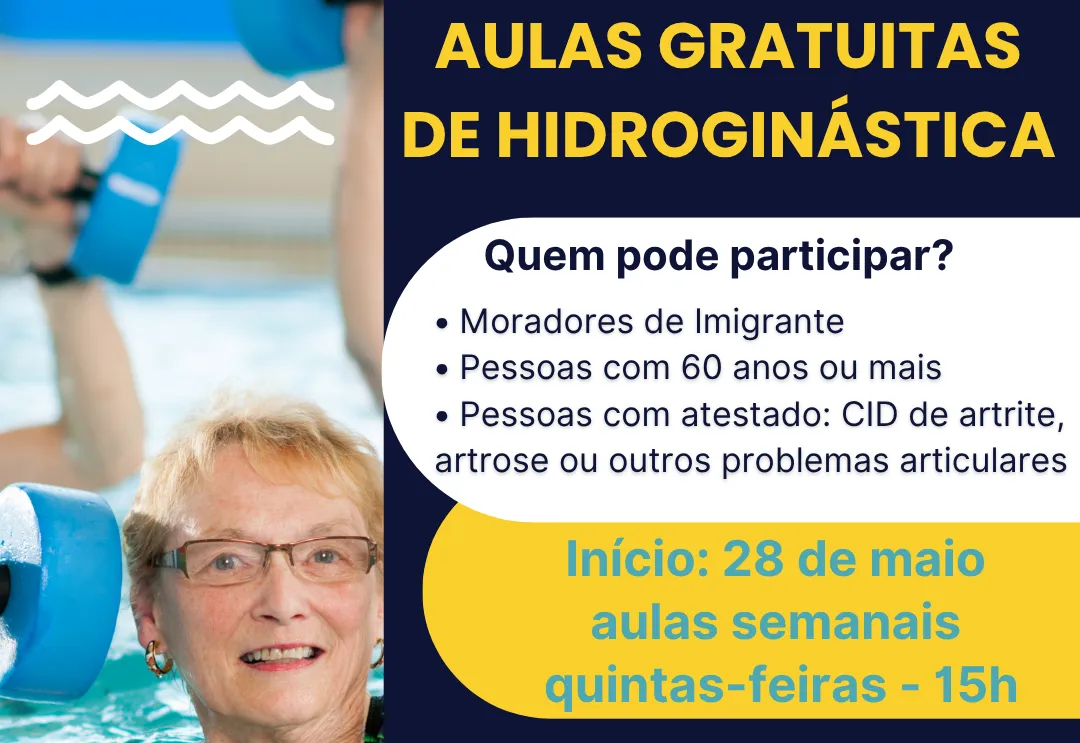 Imigrante abre inscrições para hidroginástica gratuita