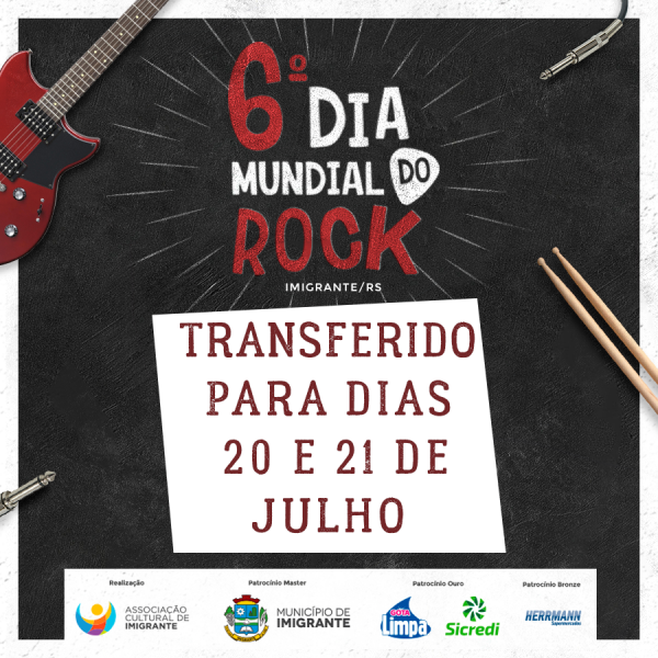 Dia Mundial do Rock é transferido para dias 20 e 21 de julho